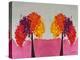 Pink Folksy Trees-Ruth Palmer-Stretched Canvas