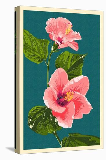 Pink Hibiscus-Lantern Press-Stretched Canvas