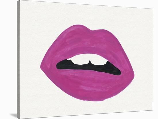 Pink Lips Stretched Canvas Print Peach And Gold