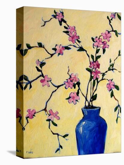 Pink Orchids in a Blue Vase-Patty Baker-Stretched Canvas