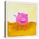 Pink Pig with Corkscrew Tail-null-Premier Image Canvas