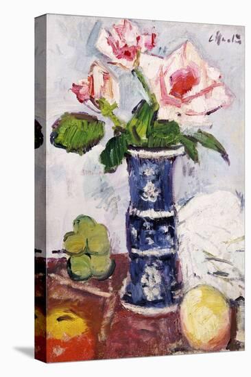 Pink Roses in a Chinese Blue and White Gu-Shaped Vase-George Leslie Hunter-Premier Image Canvas