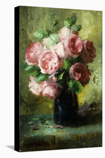 Pink Roses in a Vase-Frans Mortelmans-Premier Image Canvas