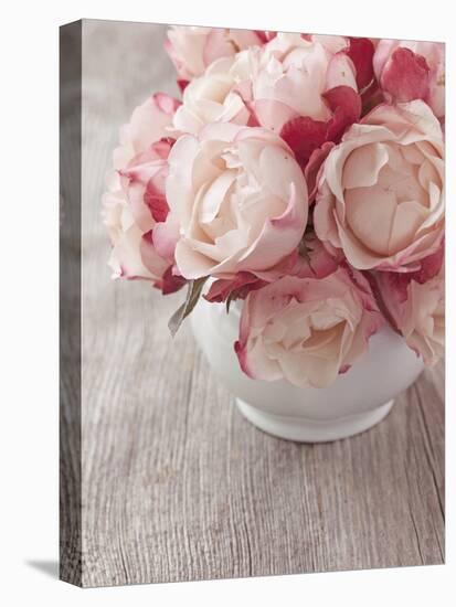 Pink Roses on Wooden Desk-egal-Premier Image Canvas