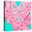 Pink Tropical Palm Leaves of Monstera in Vibrant Bold Color on Turquoise Background-Katya Havok-Stretched Canvas