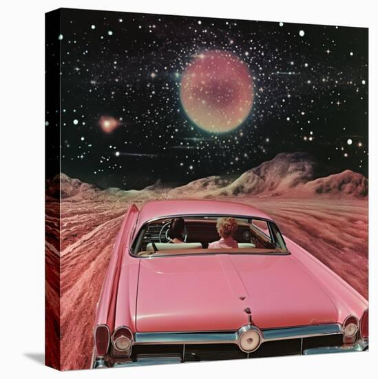 Pink Vintage Car in Space Collage Art-Samantha Hearn-Premier Image Canvas