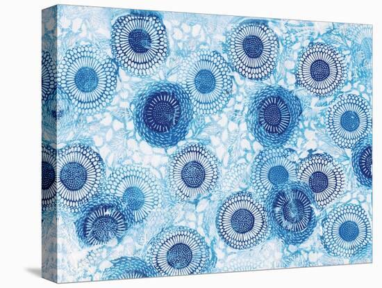 Pinto and Buffalo Flowers Blue-Kellie Day-Stretched Canvas