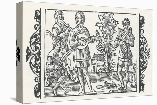 Piper Performs with Players of Three Types of Stringed Instruments, a Rebec a Lute and a Harp-Olaus Magnus-Stretched Canvas