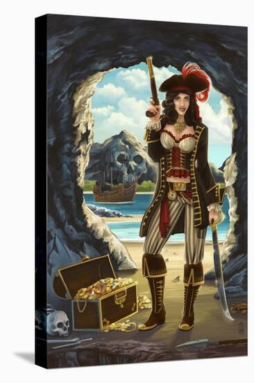 Pirate Pinup Girl-Lantern Press-Stretched Canvas