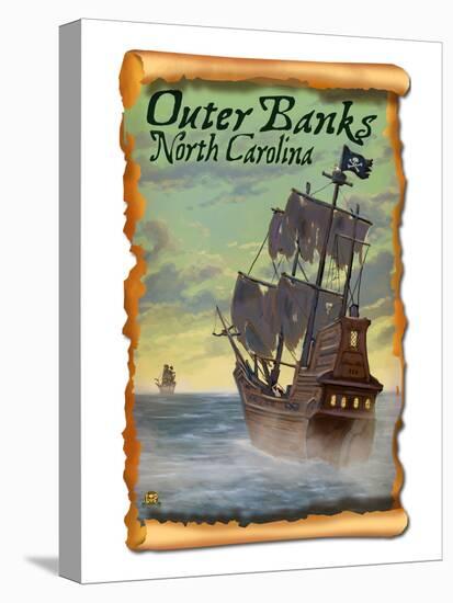 Pirate Ship - Outer Banks, North Carolina-Lantern Press-Stretched Canvas