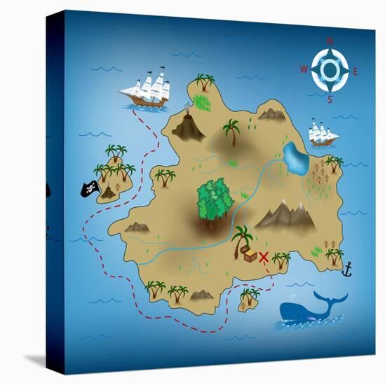 Pirate Treasure Map-miskokordic-Stretched Canvas