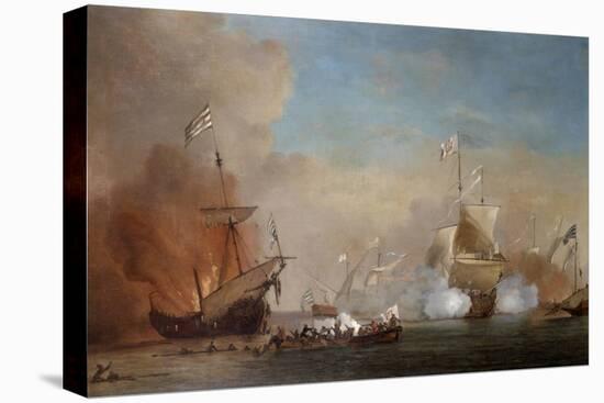 Pirates Attacking a British Navy Ship, 17th Century-Willem Van De Velde The Younger-Premier Image Canvas