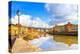 Pisa, Arno River, Lamp and Buildings Reflection. Lungarno View. Tuscany, Italy-stevanzz-Premier Image Canvas