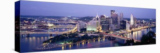 Pittsburgh Lit Up at Dusk, Allegheny County, Pennsylvania, USA-null-Premier Image Canvas