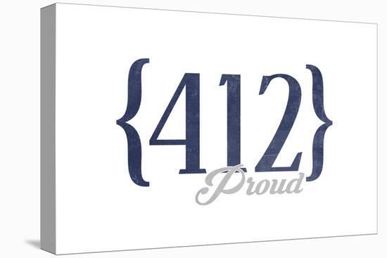 Pittsburgh, Pennsylvania - 412 Area Code (Blue)-Lantern Press-Stretched Canvas