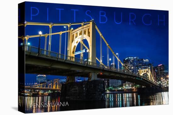 Pittsburgh, Pennsylvania - Roberto Clemente Bridge-Lantern Press-Stretched Canvas