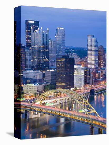 Pittsburgh Skyline and Fort Pitt Bridge over the Monongahela River, Pittsburgh, Pennsylvania, Unite-Richard Cummins-Premier Image Canvas