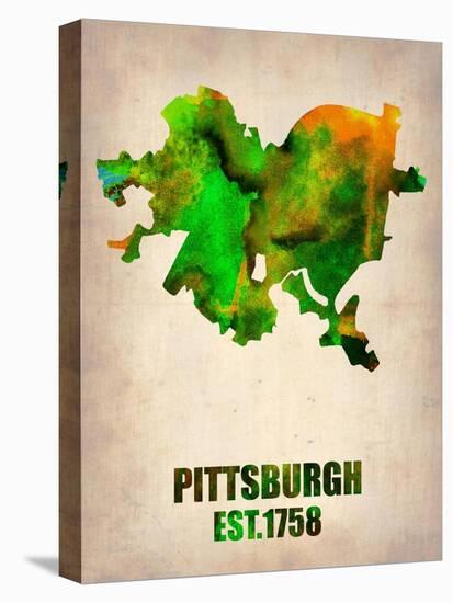 Pittsburgh Watercolor Map-NaxArt-Stretched Canvas