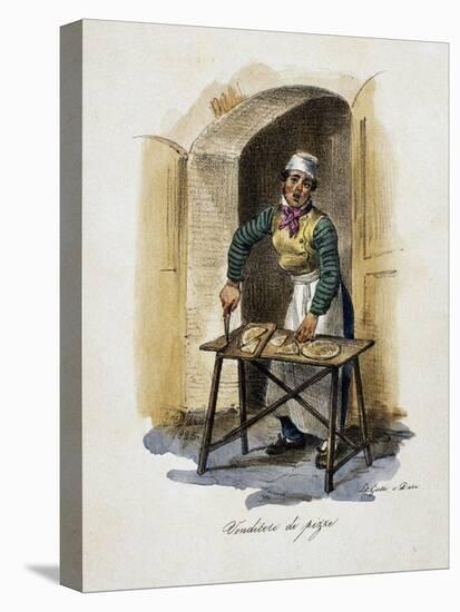 Pizza Seller, 1825, by Gaetano Dura (1805-1878), Lithograph, Italy, 19th Century-null-Premier Image Canvas