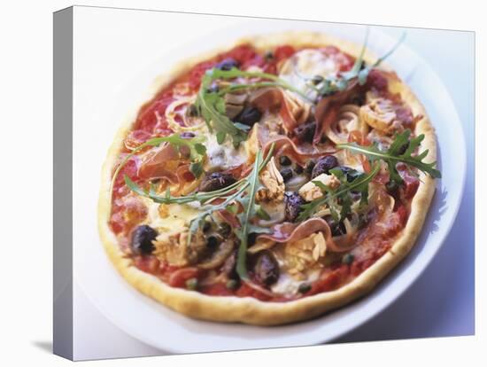 Pizza Topped with Prosciutto, Olives, Capers and Rocket-Joachim Turré-Premier Image Canvas
