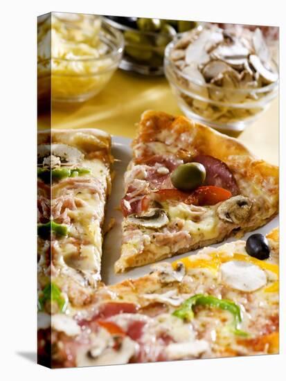 Pizza with a Slice Cut and Pizza Ingredients-null-Premier Image Canvas