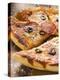 Pizza with Salami, Cheese and Olives, Pieces Cut-null-Premier Image Canvas