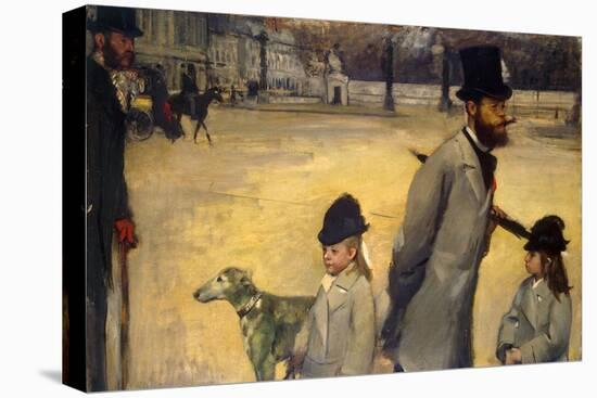 Place De La Concorde, (Viscount Lepic and His Daughters Crossing the Place De La Concord), 1875-Edgar Degas-Premier Image Canvas