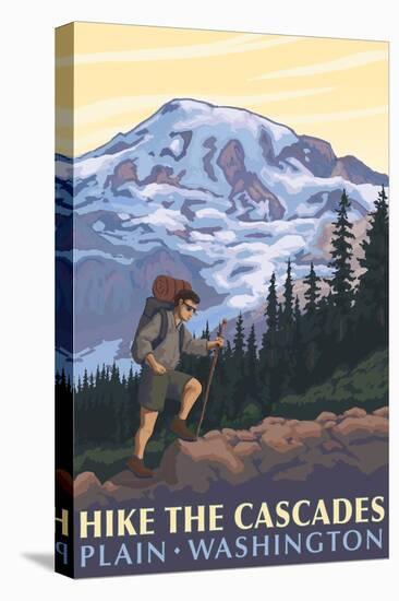 Plain, Washington - Mountain Hiker-Lantern Press-Stretched Canvas