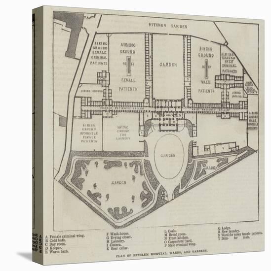 Plan of Bethlem Hospital, Wards, and Gardens-null-Premier Image Canvas