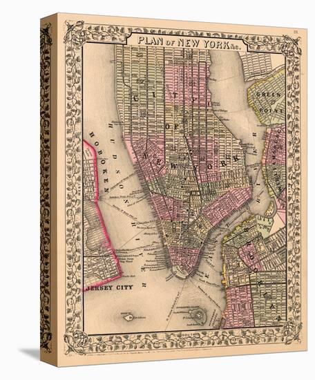 Plan of New York City, c.1867-null-Stretched Canvas