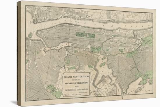 Plan of New York-The Vintage Collection-Stretched Canvas