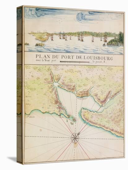 Plan of the Port of Louisbourg (W/C on Paper)-French School-Premier Image Canvas