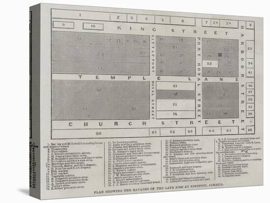 Plan Showing the Ravages of the Late Fire at Kingston, Jamaica-null-Premier Image Canvas