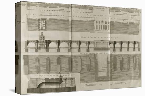 Planche 160 : Plan , élévation et élévation du Pont-Neuf à Paris-Pate-Premier Image Canvas