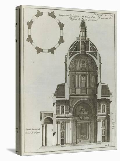 Planche 205 : Coupe sur  la largeur prise dans la croisée de l’église de la Sorbonne à Paris-Jacques-François Blondel-Premier Image Canvas
