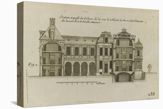 Planche 238 (2) : Elévation et profil du dedans de cour de l'hôtel d'Aumont , rue de Jouy à Paris-Jacques-François Blondel-Premier Image Canvas