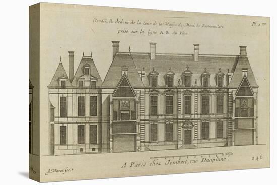 Planche 246 (2) : Elévation de la façade côté cour l'hôtel de Bretonvilliers , construit par-Jacques-François Blondel-Premier Image Canvas