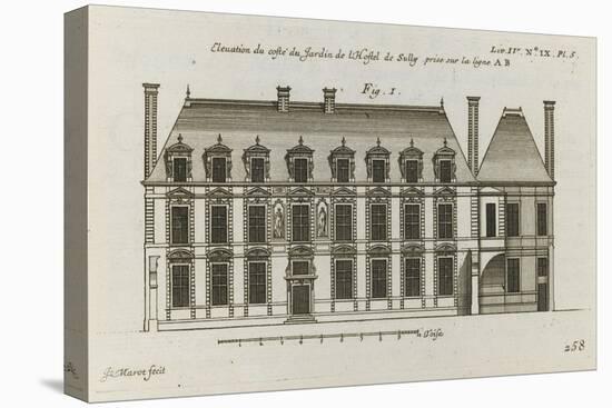 Planche 258 (1) :  élévation de la façade côté jardin de l'Hôtel de Sully construit par-Jacques-François Blondel-Premier Image Canvas