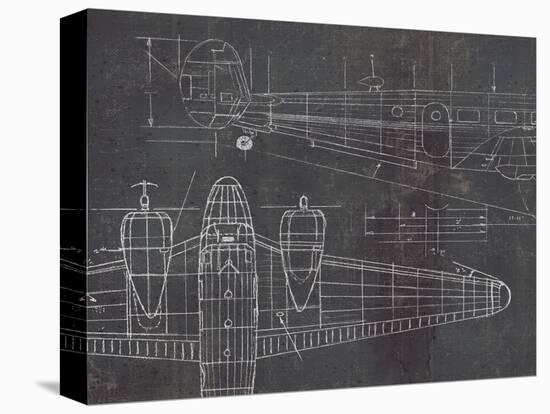 Plane Blueprint II v2-Marco Fabiano-Stretched Canvas