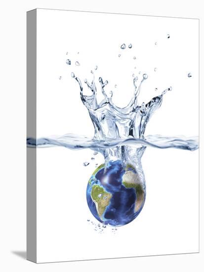 Planet Earth Falling Into Clear Water, Forming a Crown Splash-Stocktrek Images-Premier Image Canvas