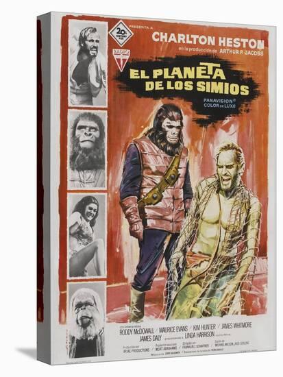 Planet of the Apes, Spanish Movie Poster, 1968-null-Stretched Canvas