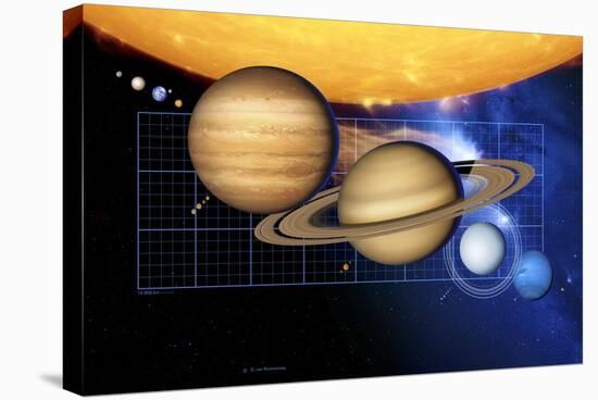Planets And Sun with Scale-Detlev Van Ravenswaay-Premier Image Canvas