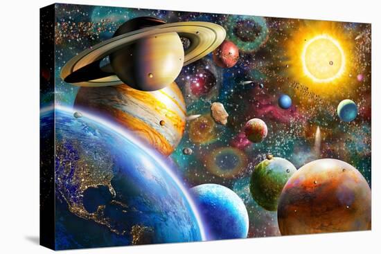 Planets in Space (Variant 1)-Adrian Chesterman-Stretched Canvas