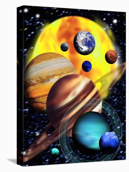 Planets & Their Relative Sizes-Victor Habbick-Premier Image Canvas