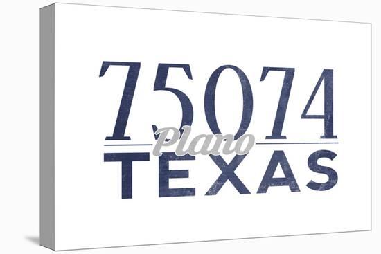 Plano, Texas - 75074 Zip Code (Blue)-Lantern Press-Stretched Canvas