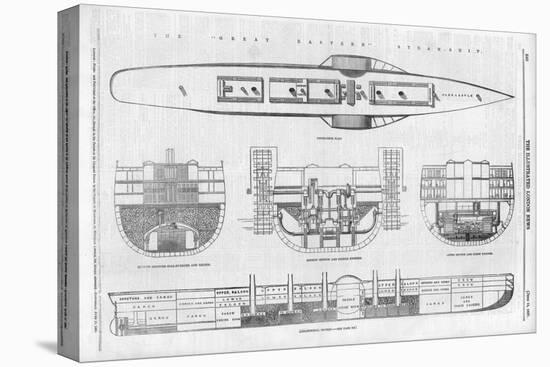 Plans and Cross-Sections of Brunel's Steamship the Great Eastern-null-Stretched Canvas