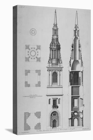 Plans, Elevations and Section of the Church of St Mary-Le-Bow, Cheapside, City of London, 1725-Christopher Wren-Premier Image Canvas