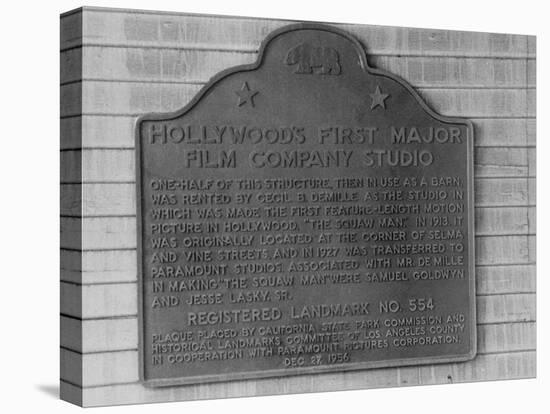 Plaque Commemorating Hollywood's First Major Film Company Studio-Allan Grant-Premier Image Canvas