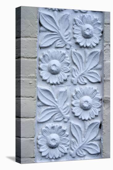 Plaster Detail of Flowers and Plants, on the Brick Wall of a House-Natalie Tepper-Stretched Canvas