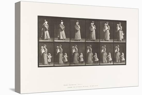 Plate 52. Walking Carrying Child, Turning Around; Another Child (70) Holding on to Dress of 9, 1885-Eadweard Muybridge-Premier Image Canvas